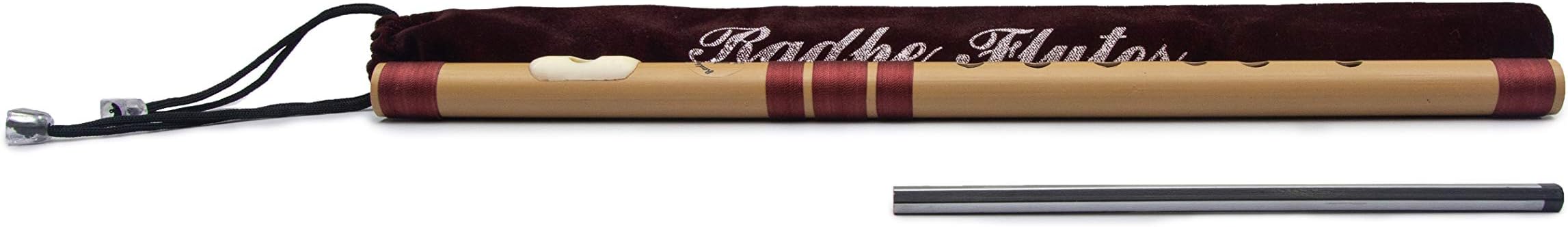 Radhe Flutes | E Natural Left Handed Middle Bansuri | Black & Orange | Tuned With Tanpura A=440Hz | PVC Flute + Velvet Cover + Hindi & English Flute Lessons