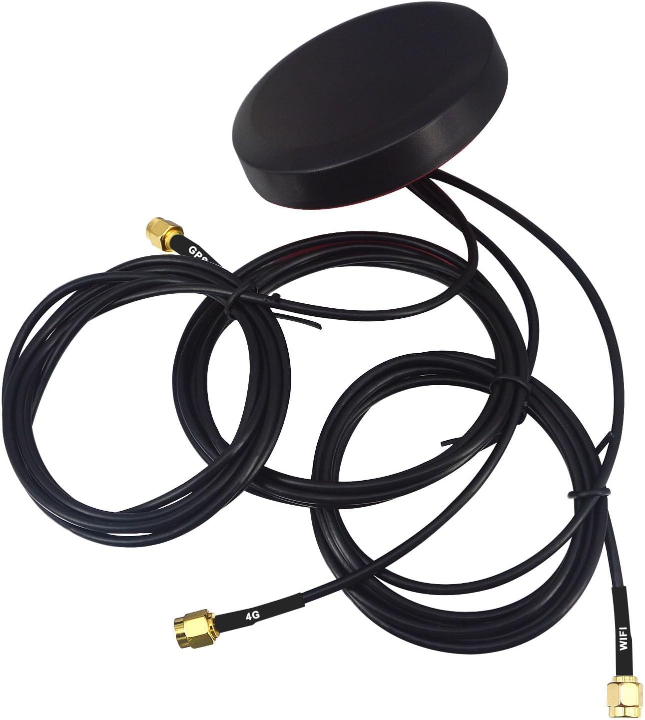 4G LTE WiFi GPS Antenna Combined Antennas Magnet and Adhesive Mount 3 Leads Antenna Triple SMA Male Connector 1.5M for Navigation Head Unit Car Telematics 4G LTE Mobile System
