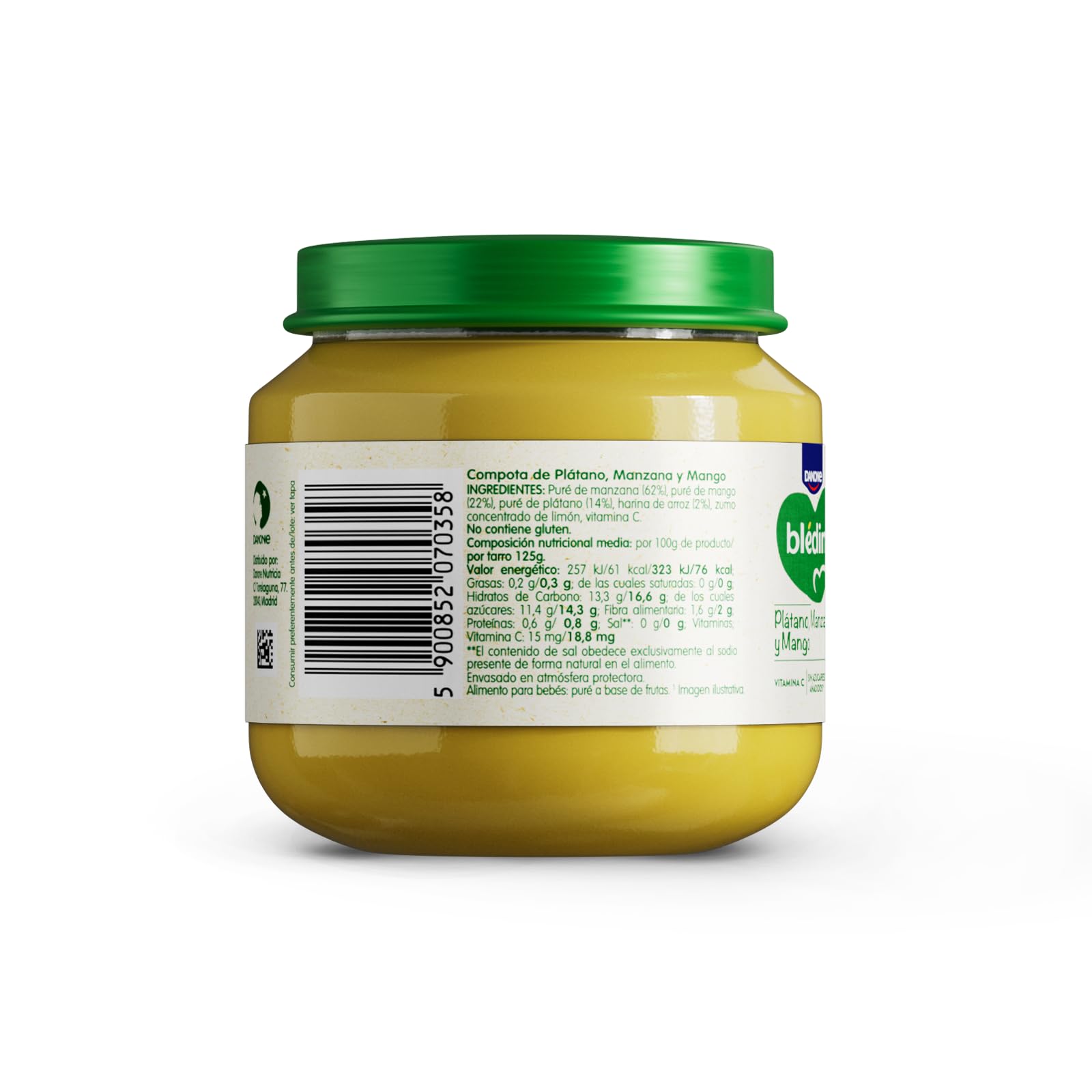 Blédina Tarritos de Platano, Manzana y Mango para Bebé 6x125g Sin Azúcares Añadidos
