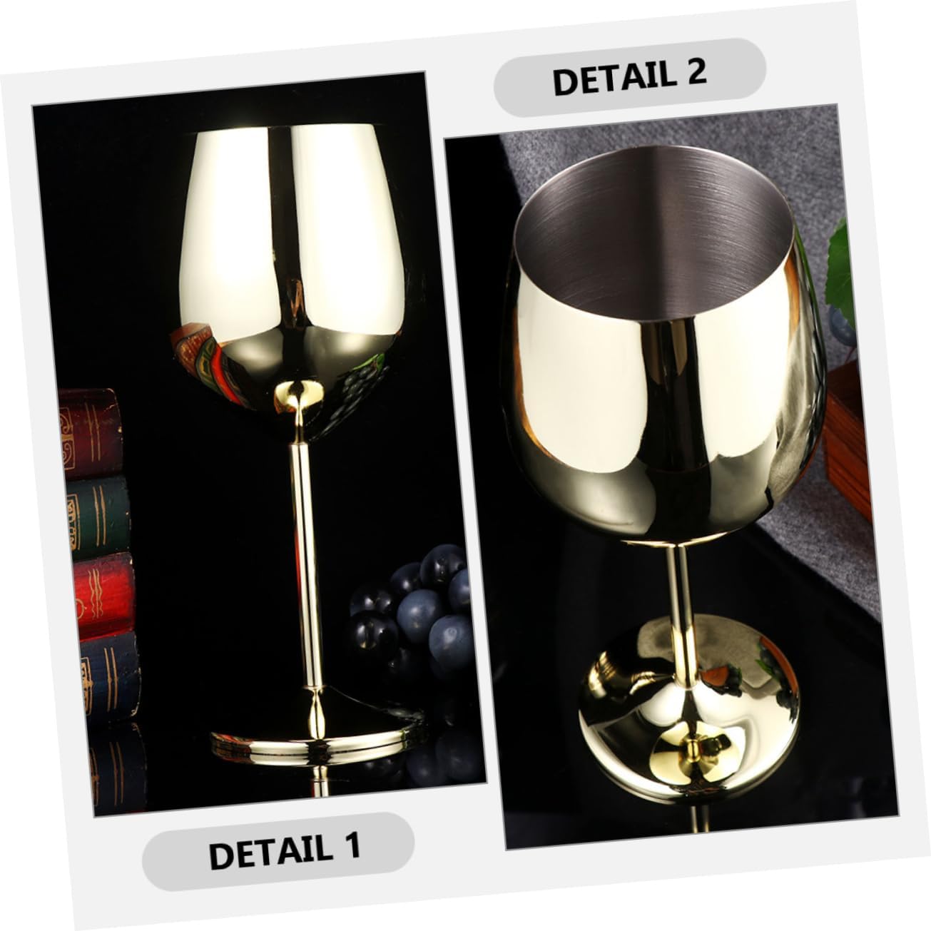 Luxshiny 2pcs Shatterproof Stainless Steel Wine Goblets Cocktail Cups for Parties Bbq and Home Use Unbreakable Design for Wine and Beverages