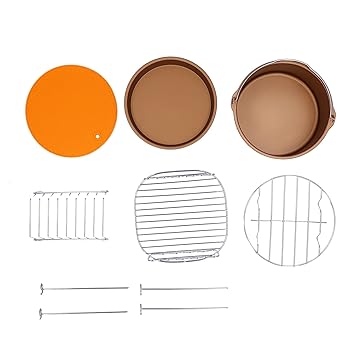 ADIUM Pizza Pan, Food?Grade Baking Rack Set Food?Grade Materials Dishwasher Safe Easy to Clean for All Standard Fryer for 3.7qt?5.3qt'$