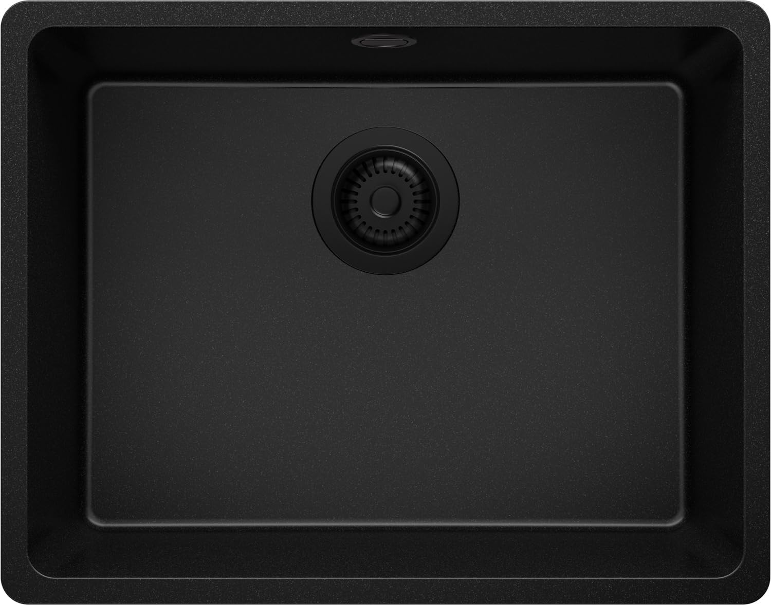 PRIMAGRAN Fregadero bajo Encimera Todo Negro 56x44cm, Cocina 1 Seno + Sifón, Granito al Mueble 60cm - Venecia Easy S067