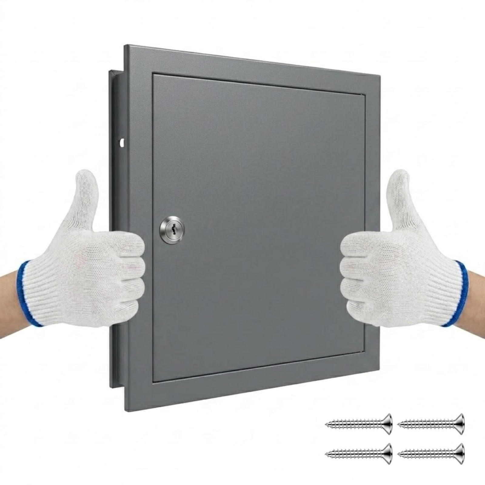 Tapa de Agujero para Puerta de Techo, ático, Puerta de Acceso para Placa de Yeso de 400x400 mm, 150x100-600x600 mm, Metal con Cerradura, Resistente, Blanco (Gris, 200x400 mm)