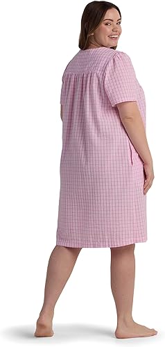 Miniatura 4 de Miss Elaine Bata corta de sirsaca para mujer, cierre frontal y mangas cortas, dos bolsillos delanteros, ropa de dormir y ropa de descanso