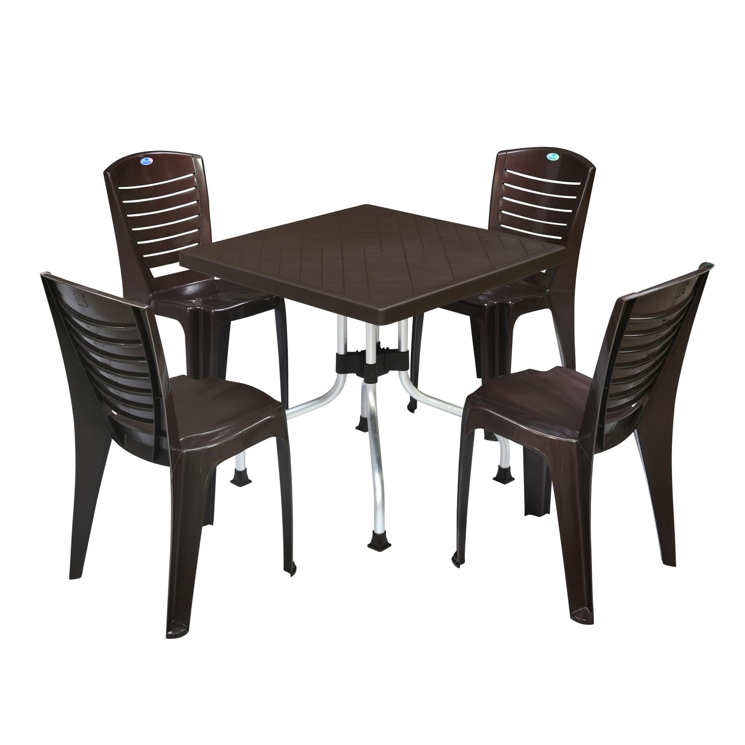 Nilkamal Orchid Square 4 Seater Virgin Plastic Dining Table Set for