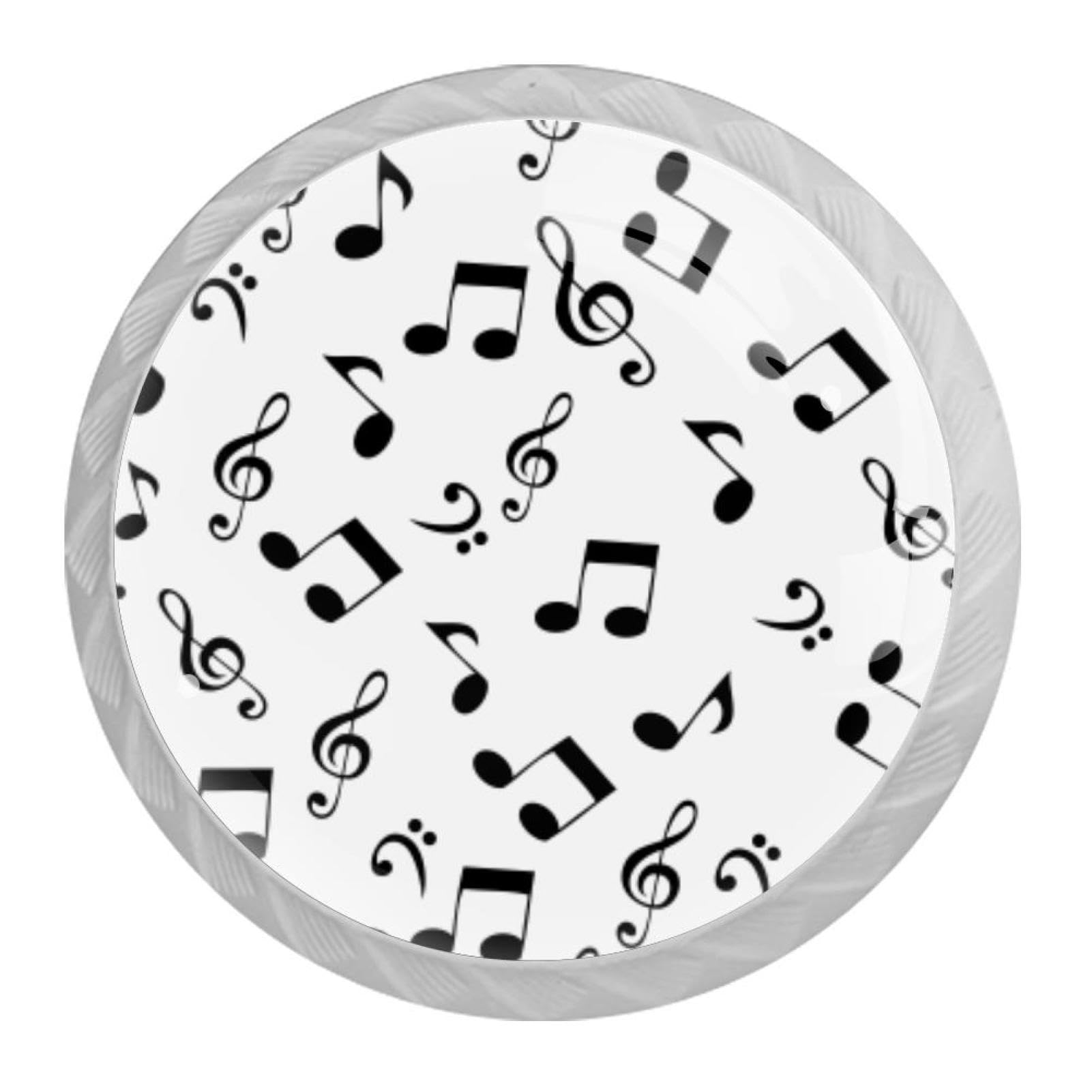 Tqmspg Multi02 4 Pieces Drawer Pulls Music Notes Pattern Door Knobs Dresser Handles For Kitchen Wardrobe Cupboard Hardware Furniture