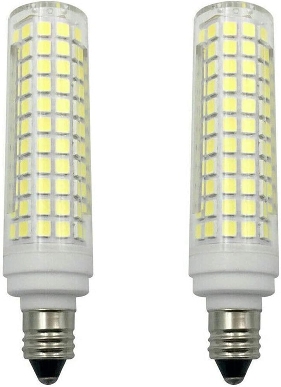 Lxcom Lighting E11 LED Corn Bulb 15W Dimmable Ceramic Candelabra Bulbs (2 Pack)- 136 LEDs 2835 SMD 1500LM Cool White 6500K 120W Equivalent T3/T4 JDE11 120V Lamp for Home Lighting