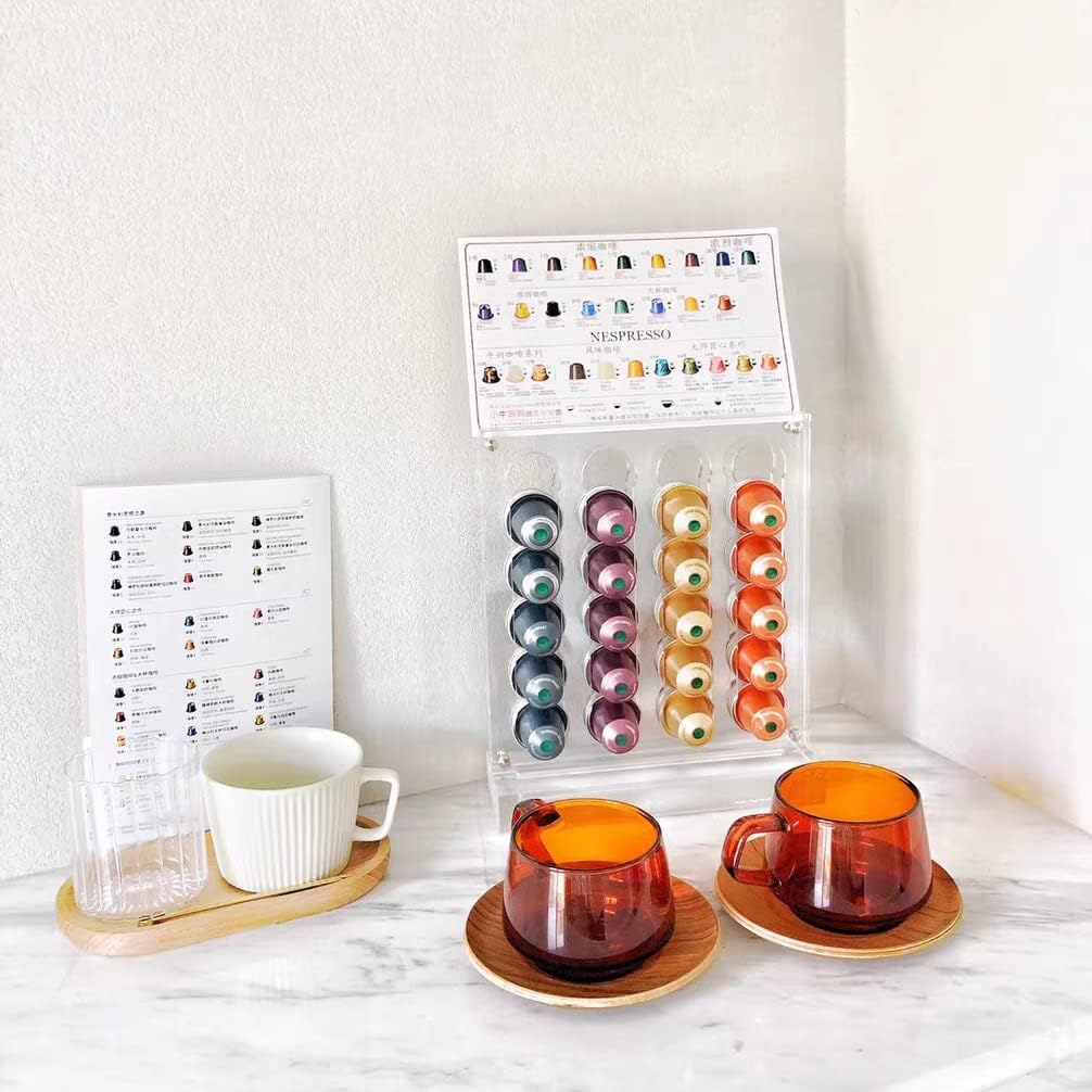 Acrylic Coffee Pod Holder, Coffee Capsule Holder Rack for NESPR Capsules Originalline, Coffee Pod Storage Organizer Stand, Hold 40 Capsules for Kitchen, Office
