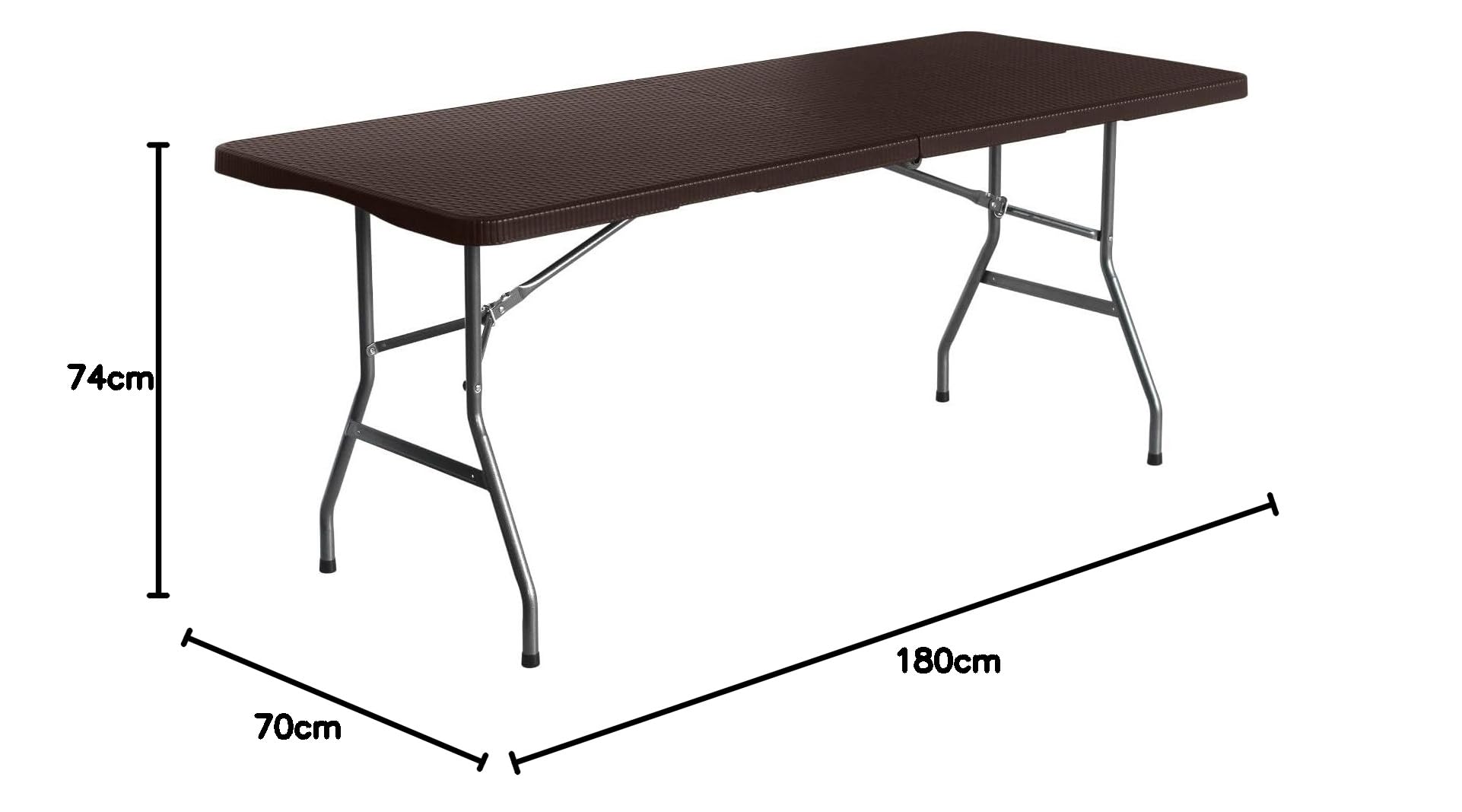 THINIA HOME Mesa Plegable Rectangular Efecto Ratán 180x74x74cm
