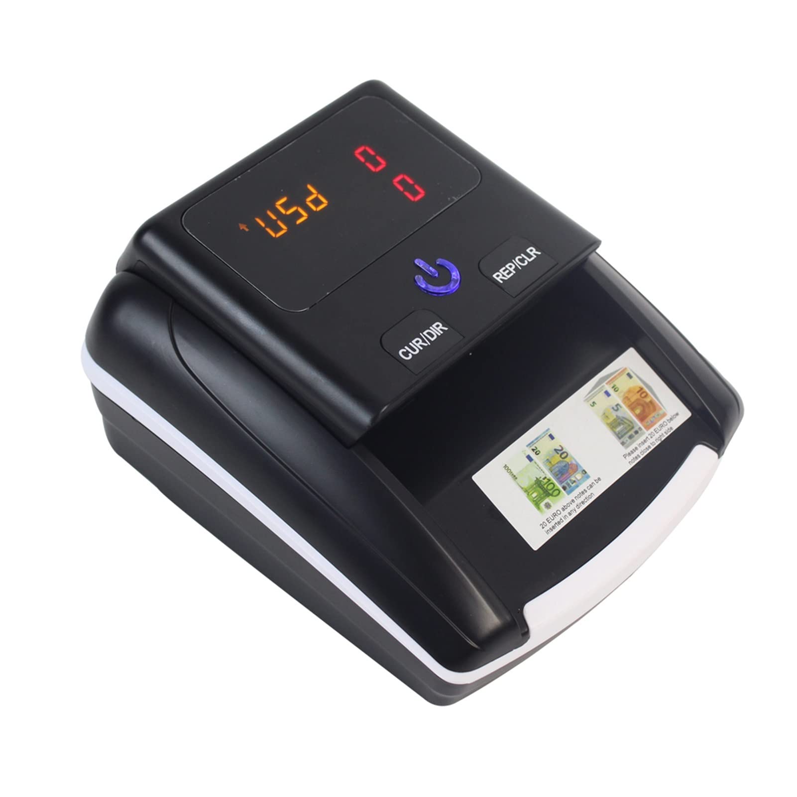 Contatore di denaro con conteggio dei valori che rileva la macchina for rivelatore di denaro banconota checker USD/EUR Rilevatore di denaro falso(LCD with battery)