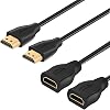 Cable Extensor HDMI 4K 1 pie (paquete de 2), extensor HDMI de alta velocidad 4K@60Hz (macho a hembra) compatible con Xbox One S 360, PS5, PS4, Roku TV Stick, Blu Ray Player 1