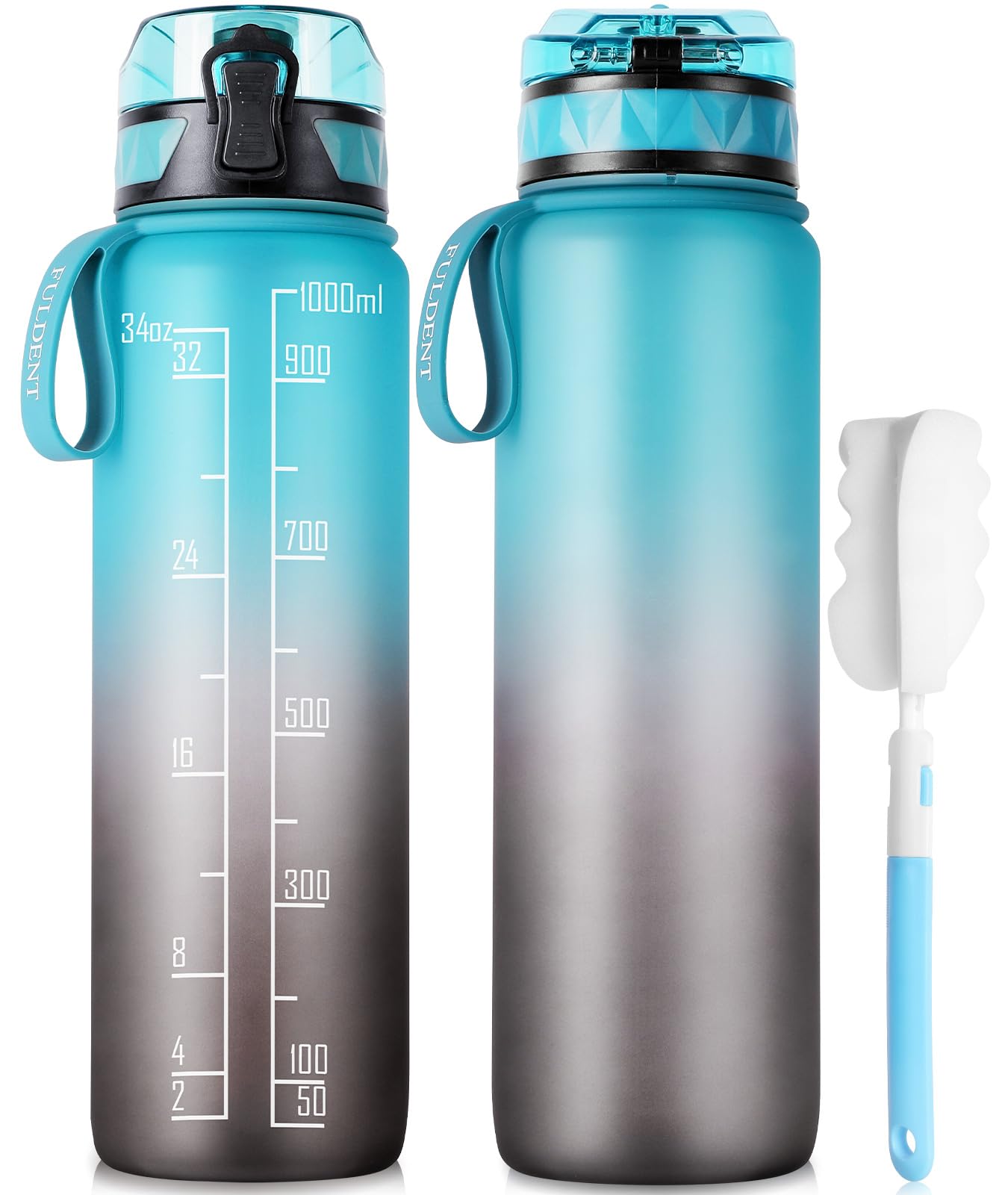 Fuldent Sport-Trinkflasche, auslaufsicheres Design, BPA-freier Tritan-Kunststoff, für Teenager, Erwachsene, Sport, Wandern, Fitnessstudio, Fitness, Outdoor, Radfahren, Schule und Büro, 1 l