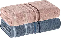 Kit 2 Toalhas de Banho Karsten Gigante Fio Penteado (02 Banhão) - Pétala com Azul Sereno