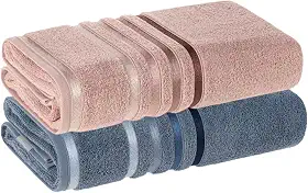 Kit 2 Toalhas de Banho Karsten Gigante Fio Penteado (02 Banhão) - Pétala com Azul Sereno