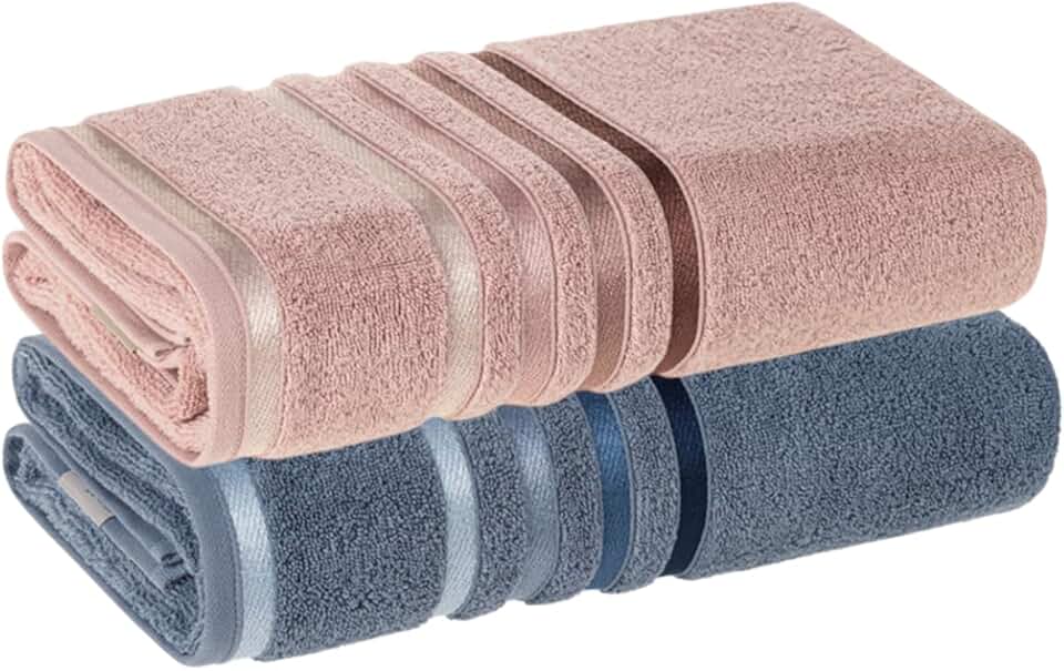 Kit 2 Toalhas de Banho Karsten Gigante Fio Penteado (02 Banhão) - Pétala com Azul Sereno
