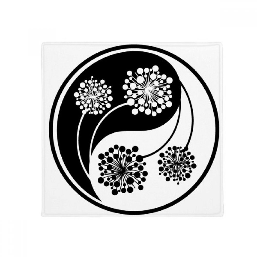 Tapis rond bouddhisme yin-yang fleur multicolor lavable pour cuisine et porte