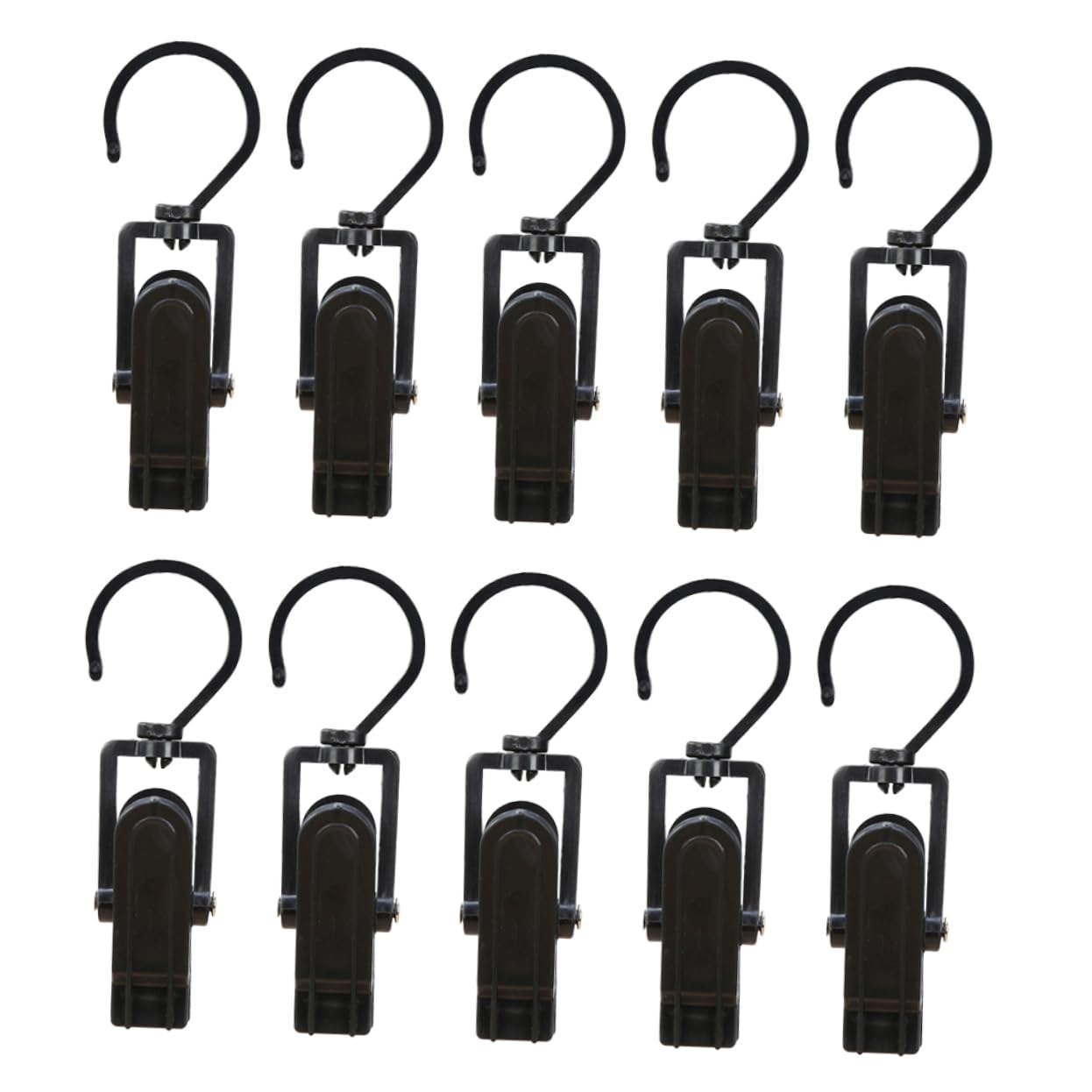 GOOHOCHY 10pcs Clip Portable Garment Rack Portable Wind Rope Hook Curtain Rod Hangers Portable Clothes Rack Pants Rack Hanger Utensil Hanger Curtain Hanger Outdoor Hangers Black Plastic
