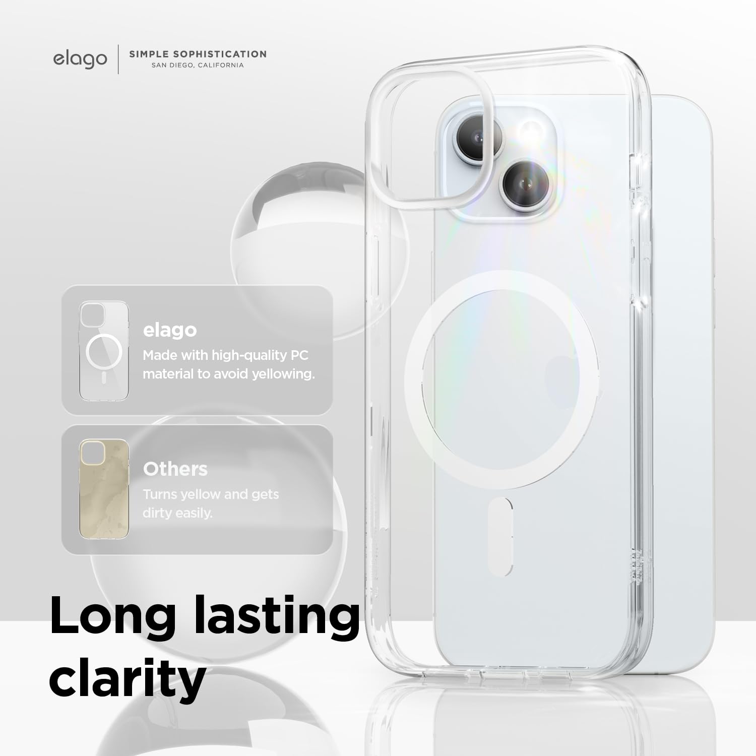 elago Magnetic Hybrid Clear Case Compatible with iPhone 15 Plus Case, Compatible with MagSafe, PC + TPU Hybrid Technology - Image 4