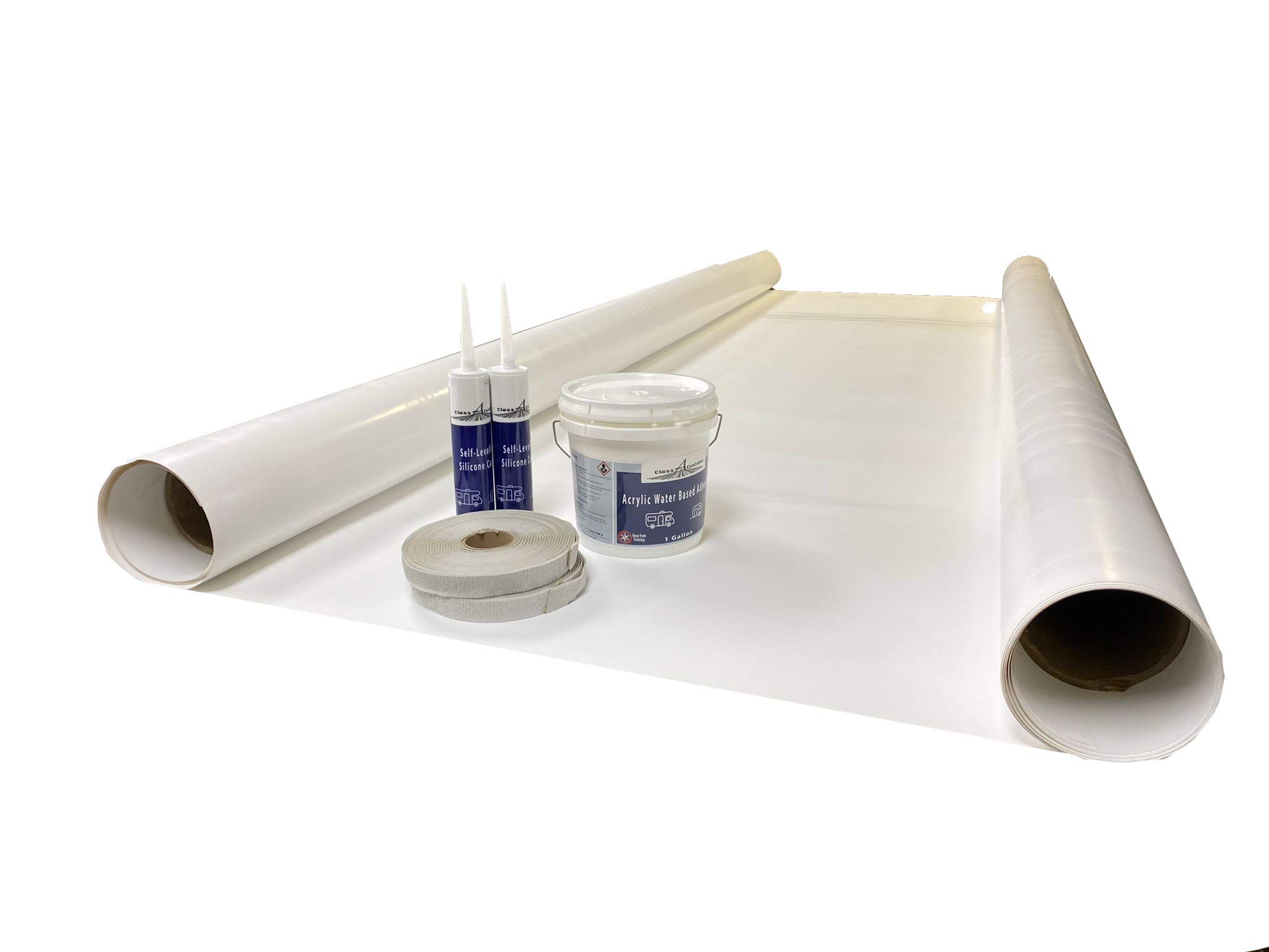 Class A Customs TPO RV Rubber Roof Kit | 9.5ft Wide X 5ft Long | RV Rubber Roof Membrane Kit | RV Camper Trailer Rubber Roof Repair