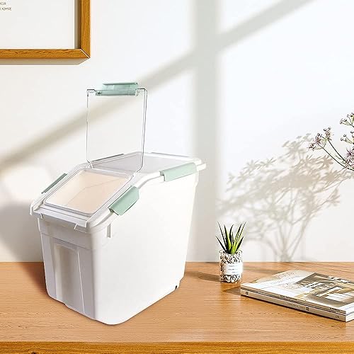 Miniatura 6 de Saim Contenedor de almacenamiento de harina y alimentos, dispensador de arroz y recipiente de comida para perros con tapa, plástico sin BPA con taza