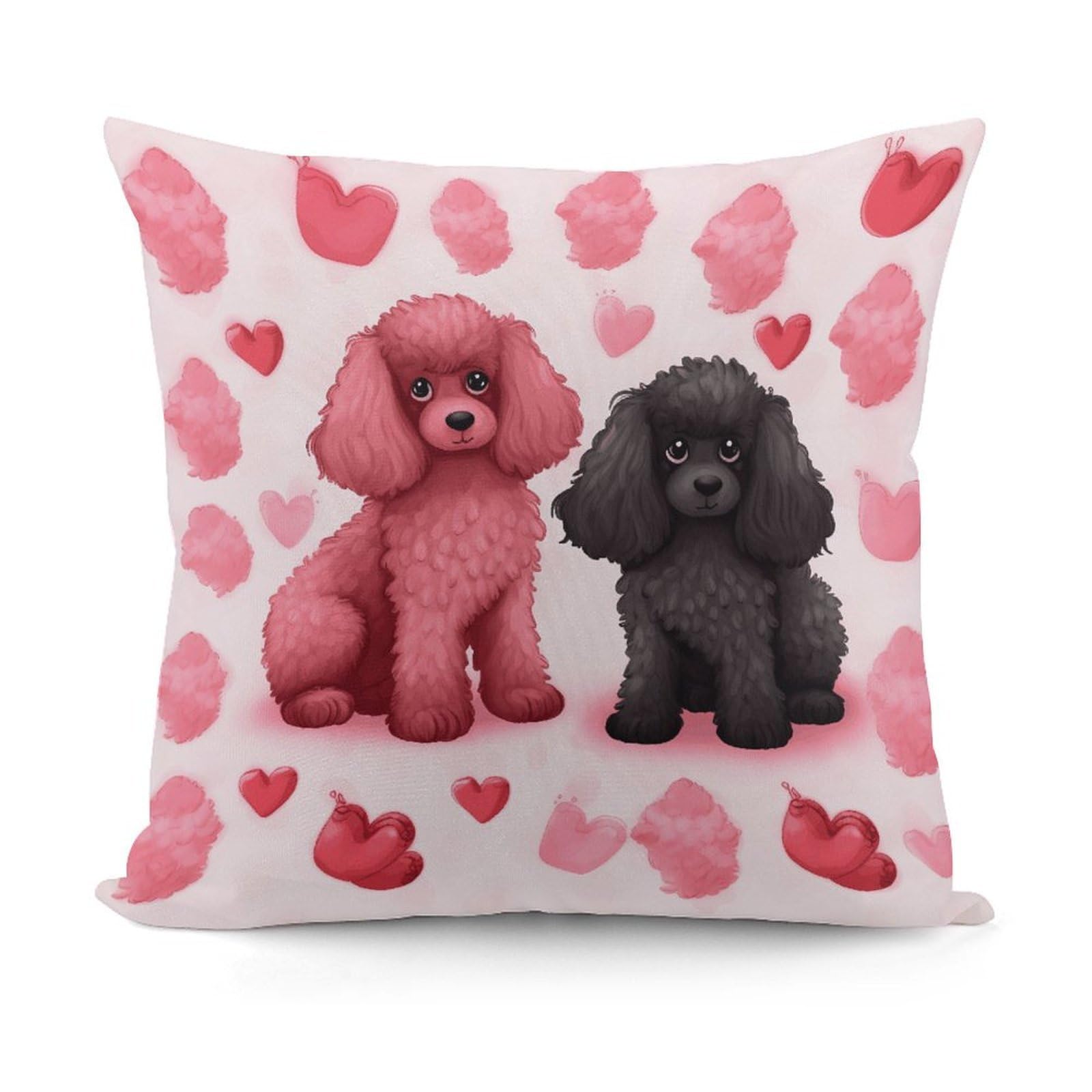 VstaDank Pink Poodles Dogs Throw Pillow Covers Fade-Resistant Plush Pillow Case Cozy Square Cushion Case Removable Pillowcase Exquisite Pillow Shams Soft Pillow Protector 18"x18"