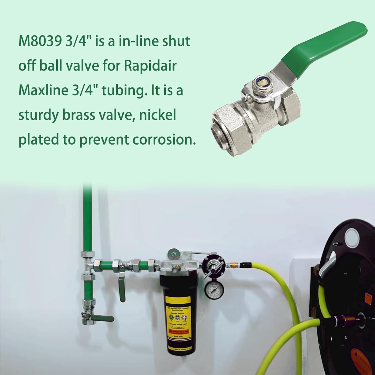 2pk-M8039 In Line Ball Valve For MaxLine RapidAir Max Line Air Tubing Double 3/4" O-Ring Sealed