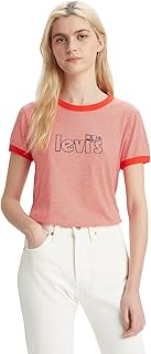 تيشرت بقصة مثالية بحواف بلون مختلف حول الياقة والأكمام حريمي من ليفايس