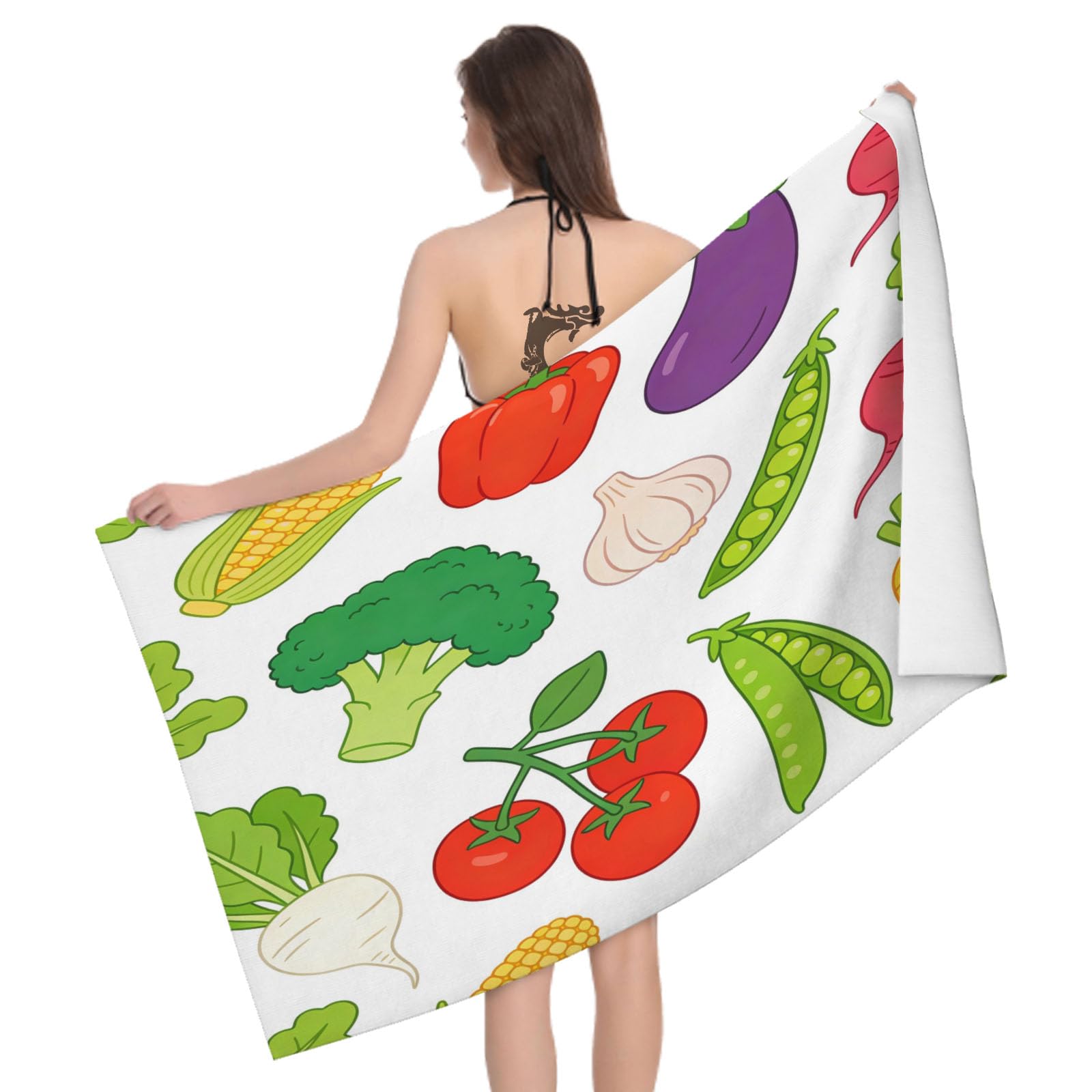Leichong 3D Cartoon Vegetables Beach Towel Large Microfiber Soft Quick Dry for Adults, Cute Lovely Bath Towel Lightweight Soft Absorbent for Travel Swimming Pool Sports, 180 x 90 cm