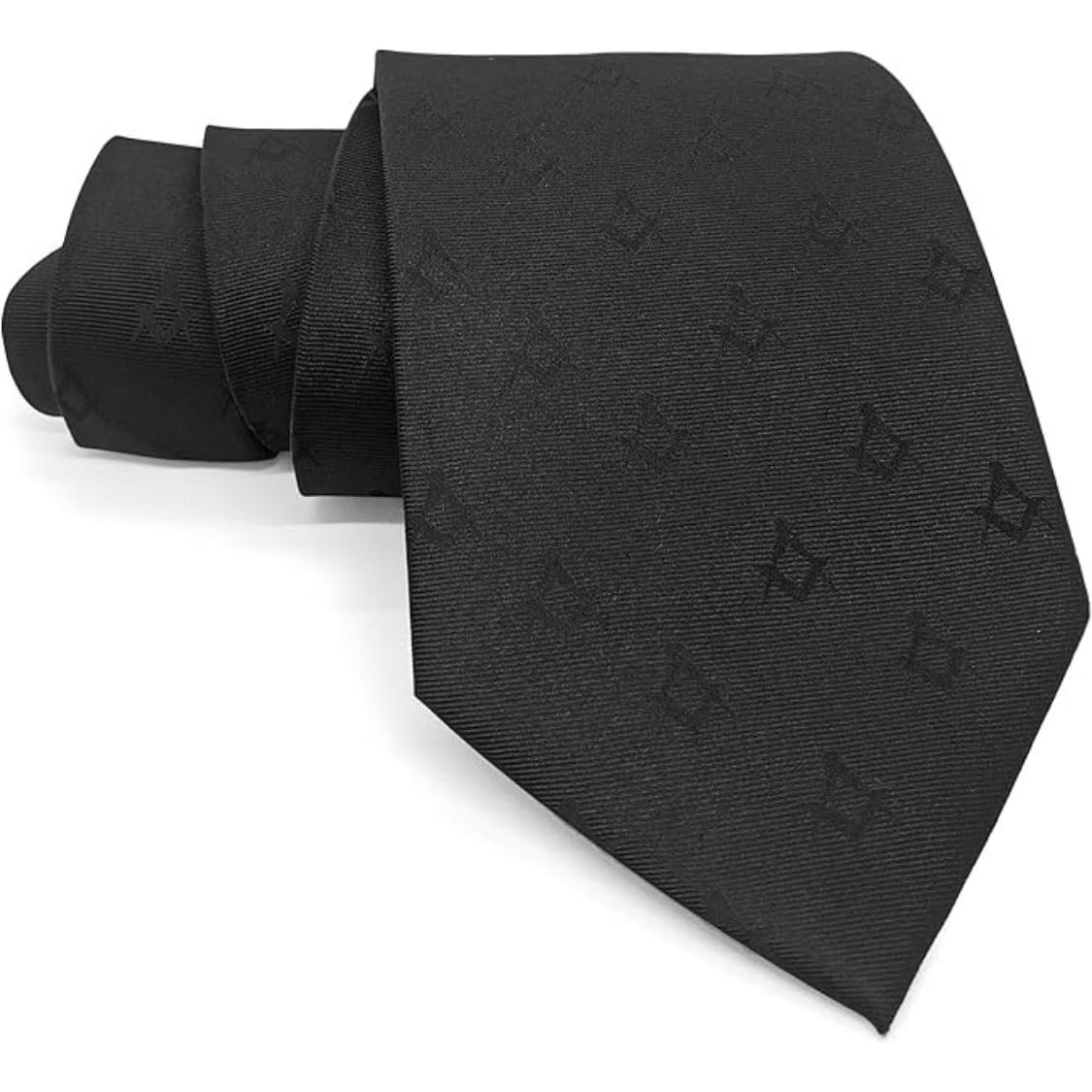 THE MASONIC COLLECTION Cravate noire homme carré et compas - Soie ou polyester - Fait main - Meilleur nœud et suspension - Cadeaux franc-maçons pour hommes