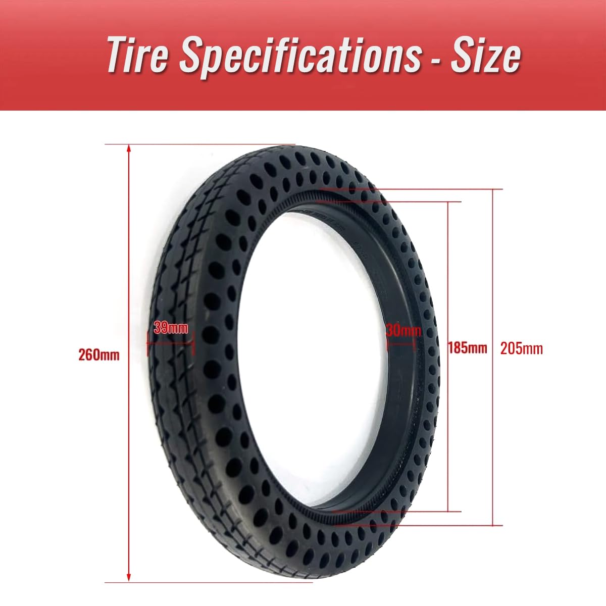 CATAZER Electric Scooter Tires Honeycomb Solid Tire Perforated Shock Absorbing Tyre Explosion-Proof Solid Tires 12 Inch Non-Pneumatic Tire Tubeless Tyre 12x1.5 12x2.125