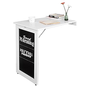 SoBuy Mesa Plegable Murale con Hoja Abatible Mesa de Comedor Extensible con Tabla de Memoria Mesa Plegable Ahorro de Espacio para Cocina, Oficina, y Espacios Pequeños Blanco 50 x 75 x 76cm FWT20-W