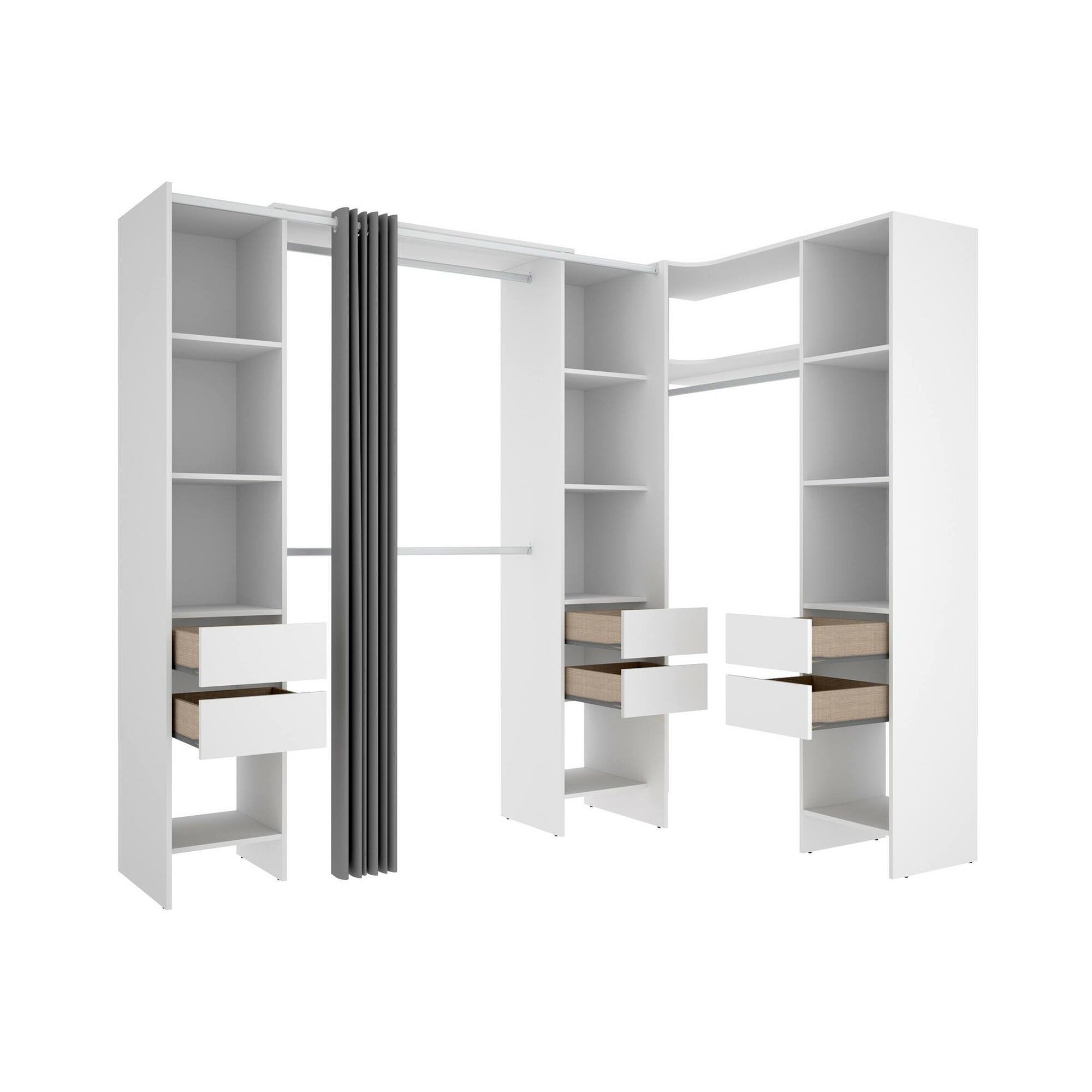 Dmora - Guardaroba grande Biaena, Mobile camera da letto, Cabina armadio portabiti, Armadio appendiabiti, 234x141 h205 cm, Bianco