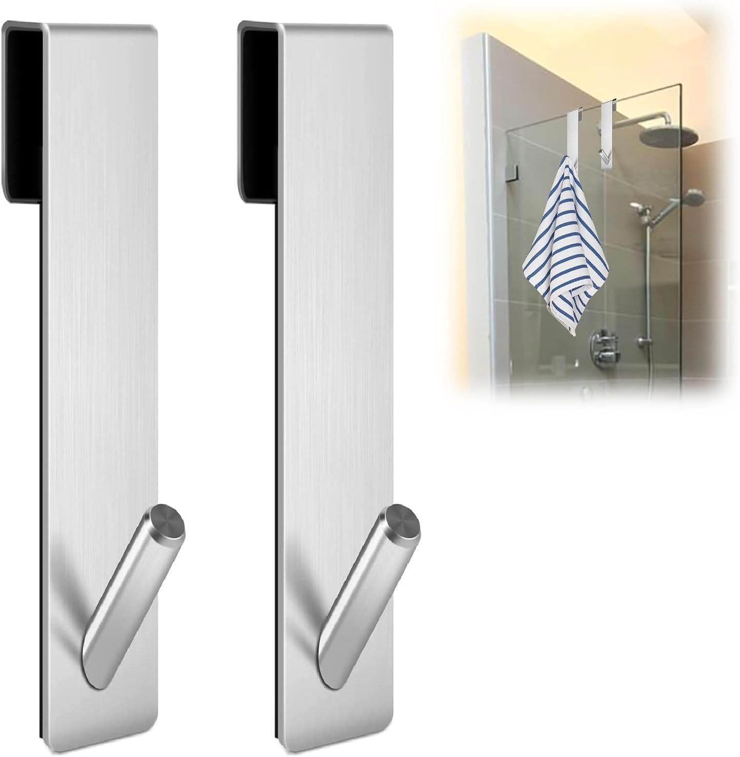 Neakhmer Shower Door Hooks for Towel 7Inch 2Pack Extended Bathroom
