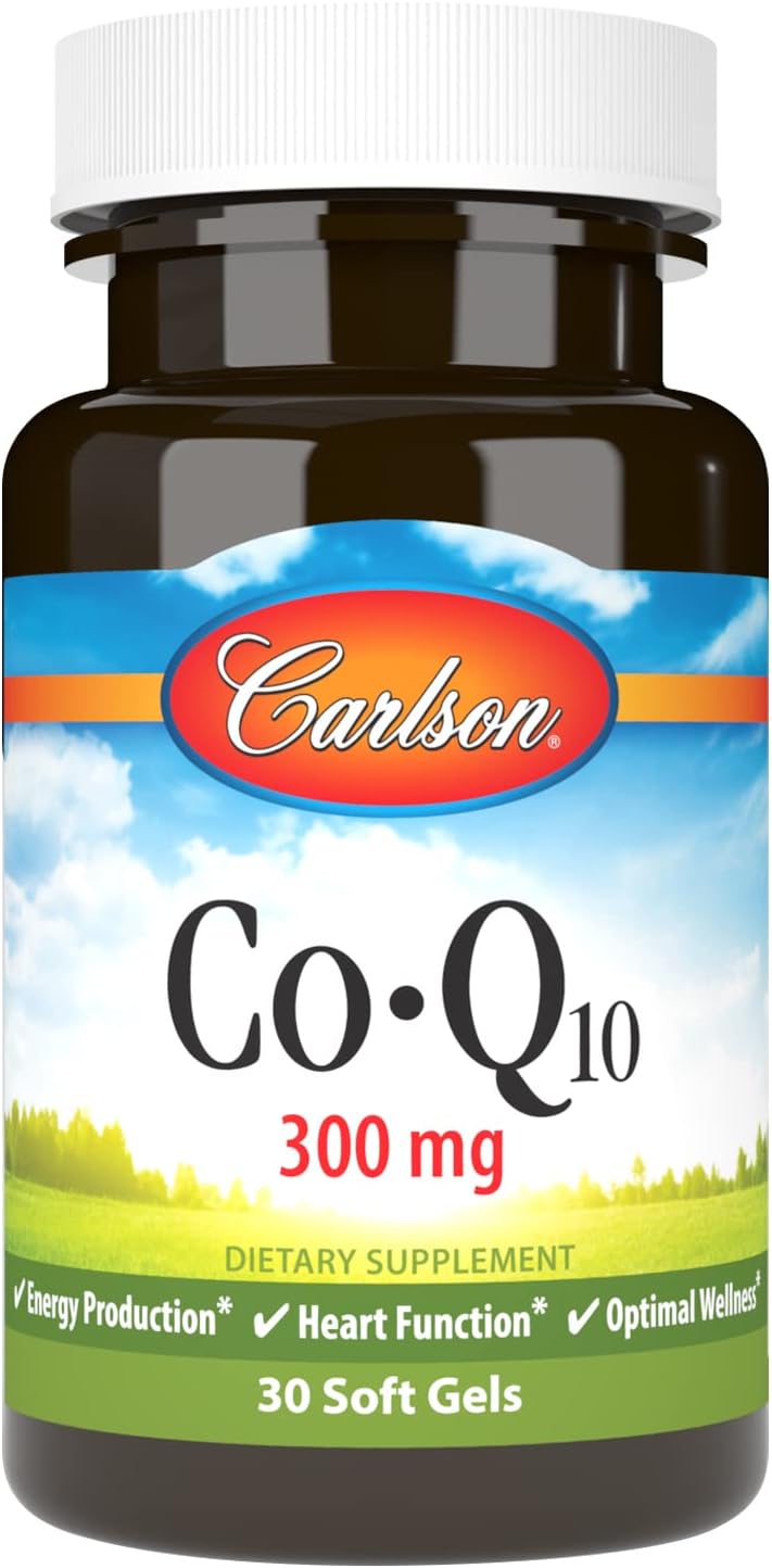 Carlson - Co-Q10, 300 mg of CoEnzyme Q10, Promotes Normal Energy Production & Heart Function, 30 soft gels