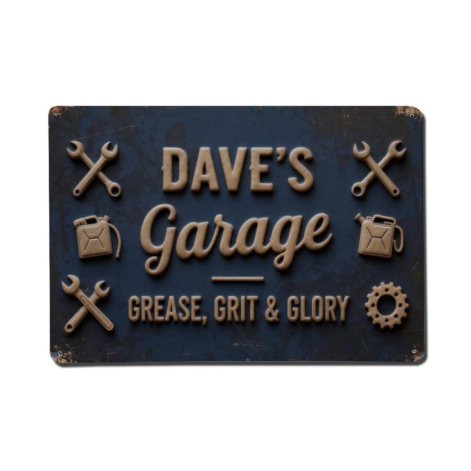 Dave's Garage Grease Grit Glory Metal Tin Sign Plaque
