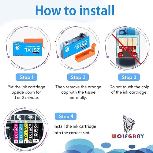 Miniatura 5 de Wolfgray 10 paquetes (2 grandes BK+2BK+2C+2M+2Y) cartucho de tinta compatible PGI-250XL CLI-251XL 250xl 251xl funciona para PIXMA MX922 MG5522