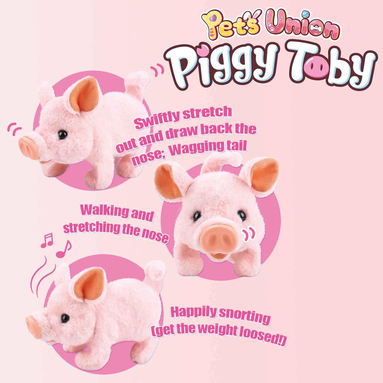 LELIA Pink Piggy Plushies Pigs Stuffed Animal Electronic Toys Pets Interactive Realistic Walking and Snort Gift for Girls Kids : Toys & Games