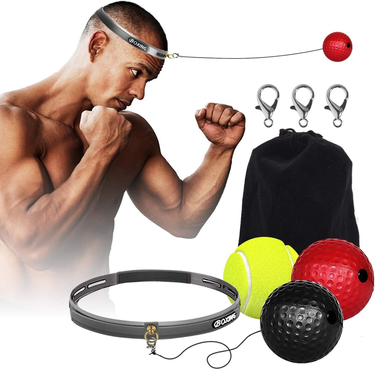 Boxing Reflex Ball for Improving Speed Reactions and Hand Eye Coordination, Boxing Ball Punch Equipment for Boxing, MMA and Other Combat Sports Training and Fitness