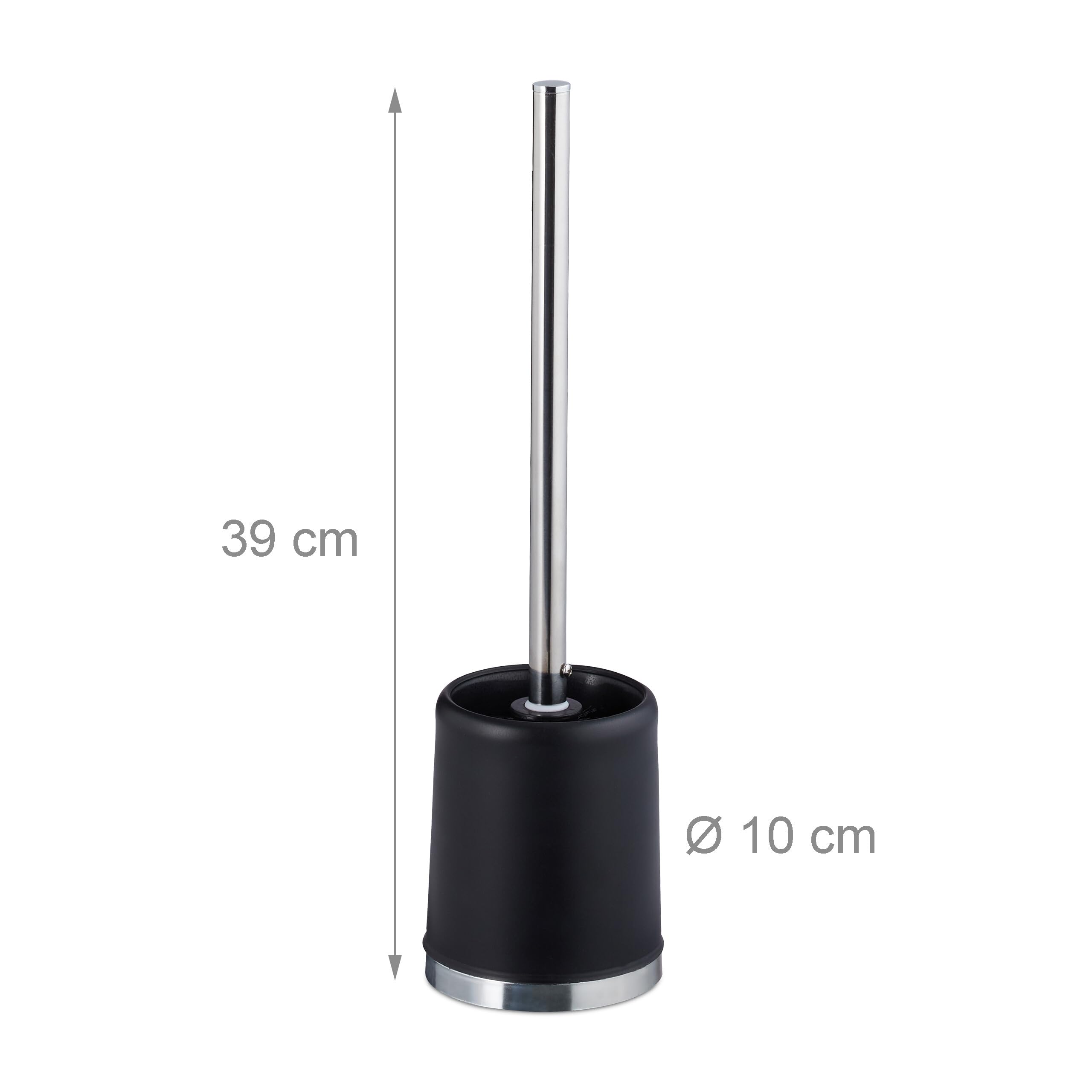 Relaxdays Scopino da WC, Set da 3 Scopettini con Testina di Ricambio Ø 7cm, Portascopino Water, Toilet Brush, Nero