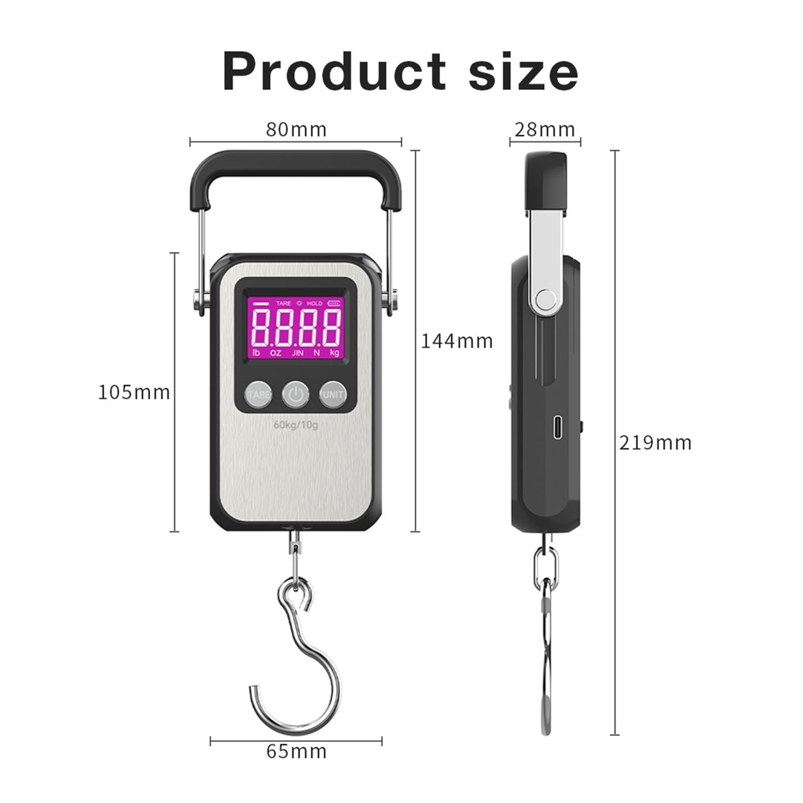 Bilancia sospesa digitale portatile, bilancia da pesca 60Kg/10g | Bilancia sospesa con display LCD