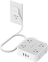 TESSAN 11-in-1 Surge Protector Power Strip: 8 Outlets + 3 USB (1 USB-C), 5ft Flat Plug, 900J Protection for Office, Dorm, Home