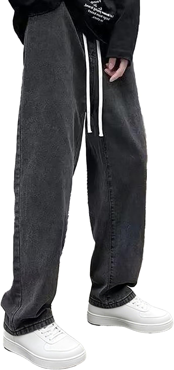 Men's Loose Wide Leg Jeans Skater Denim Hip Hop Streetwear Casual Vintage Jeans