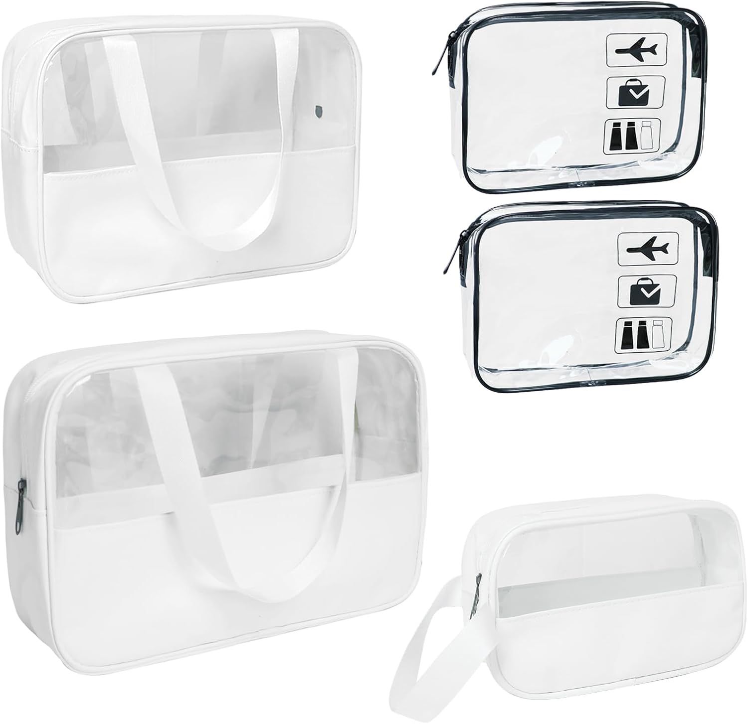 Travel Size Toiletry Bag Set 5-Pack – Clear Cosmetic Bags, PU Makeup Organizer for Skincare and Vacation Travel Size Toiletry Bag Set 5-Pack – Clear Cosmetic Bags, PU Makeup Organizer for Skincare and Vacation