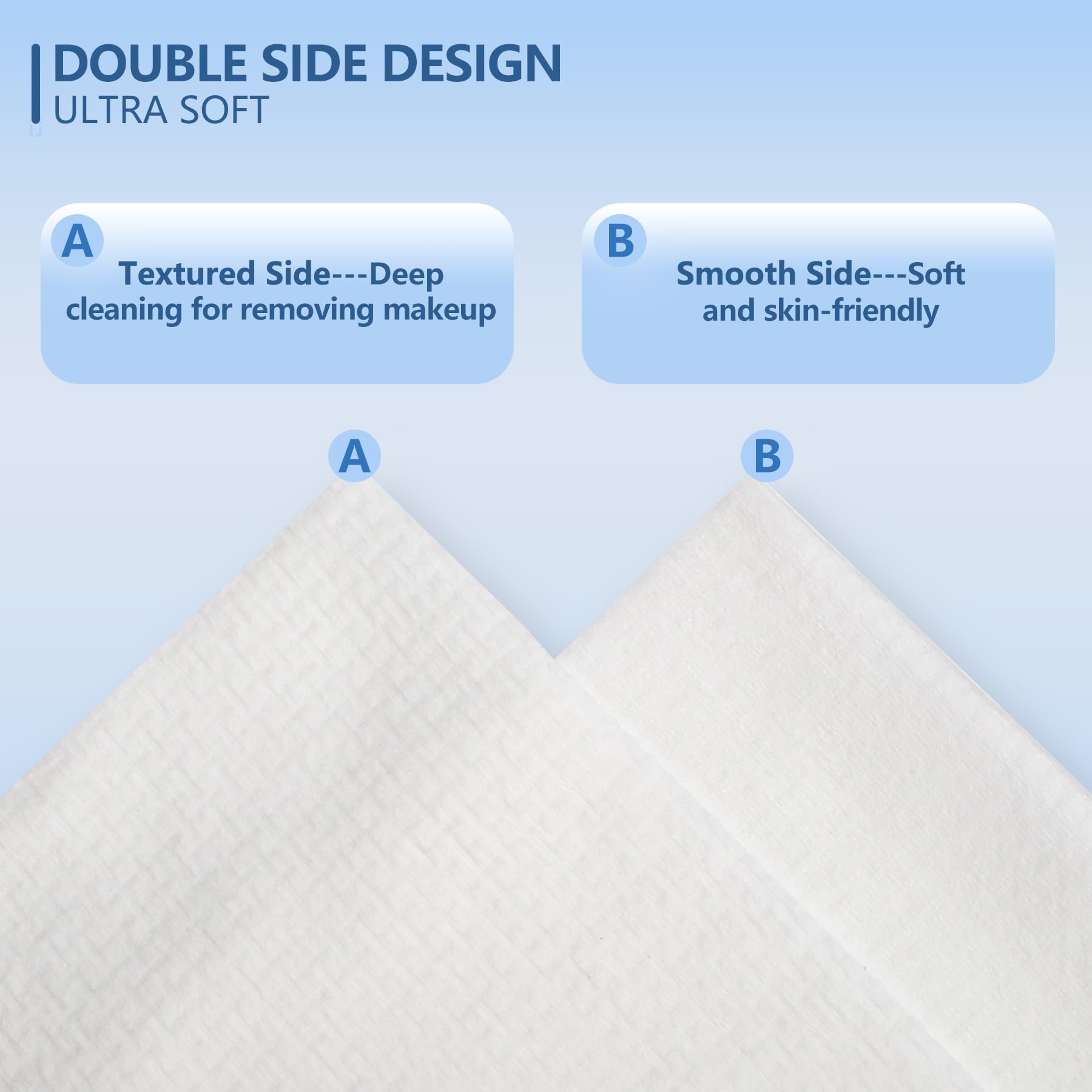 Toallas faciales desechables, toallas faciales extragrandes de 12 x 12 pulgadas, toallas faciales ultra suaves para pieles sensibles, toallitas secas desmaquillantes, 165 unidades (3 paquetes de 55)