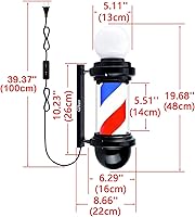 Vista 3 de Mini luz roja de poste de peluquero de 20 pulgadas