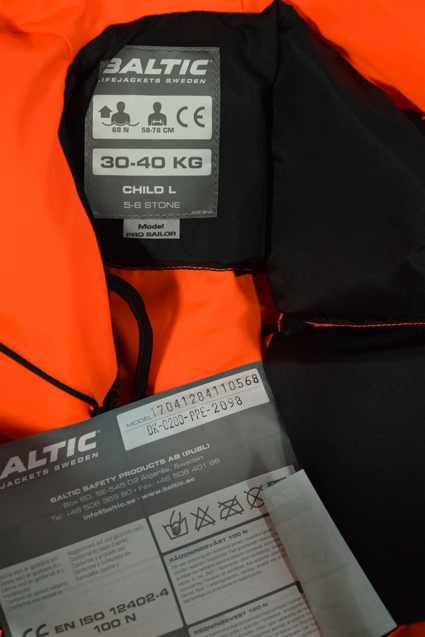 BALTIC gilet de sauvetage «sailor - 100N projecteur halogène, orange 30-40kg