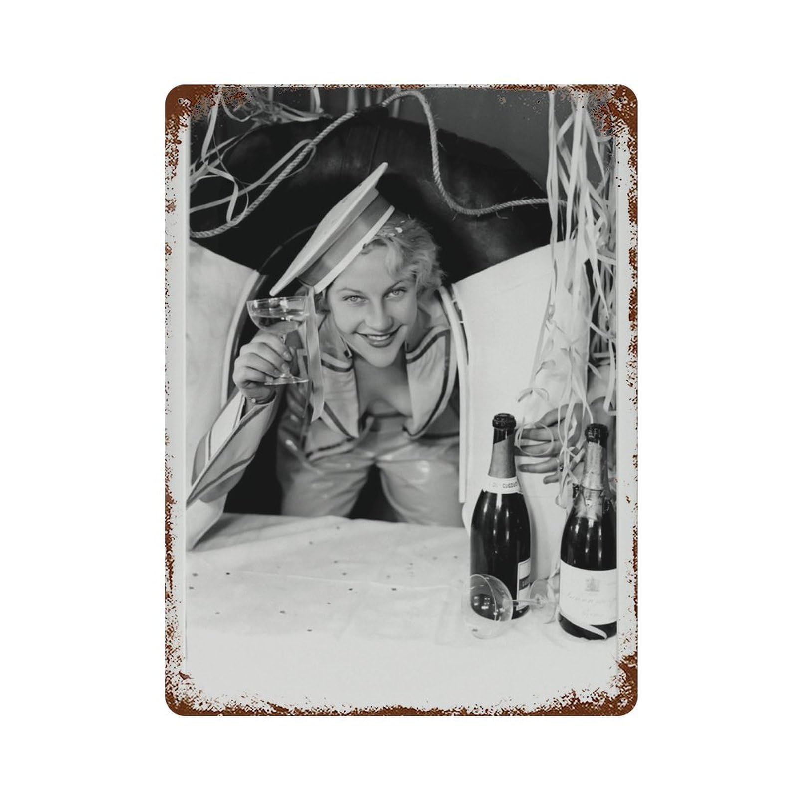 xiaoxiaoshen Vintage Woman With Champagne Wall Decor Art Metal Tin Poster Modern Home Decor Art Home Bar Shop Decorations Vintage Sign 40x30cm