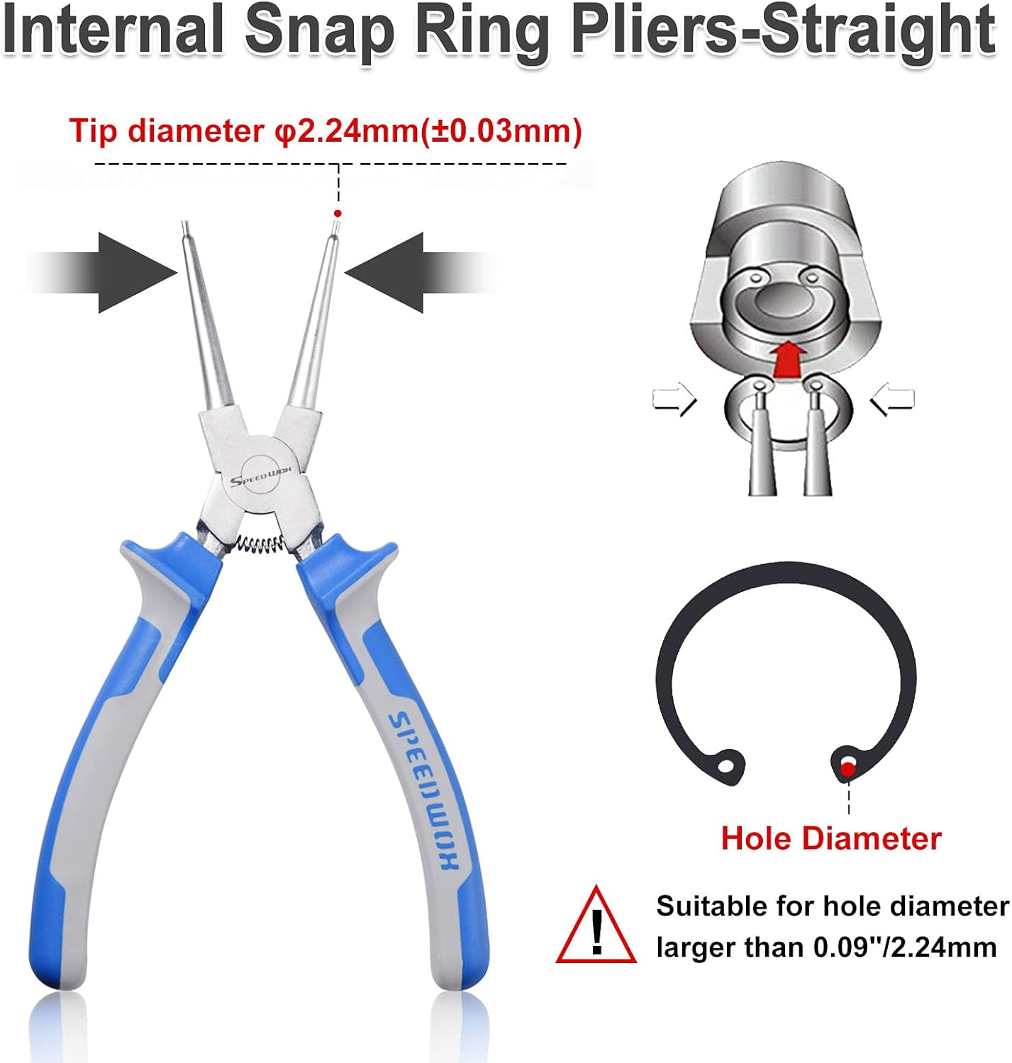 SPEEDWOX Snap Ring Pliers 9-Inch Internal Circlip Pliers Kit Heavy Duty Precision Cir-clip Retainer Ring Pliers Straight Jaw for Ring Remover Retaining and Remove Hoses