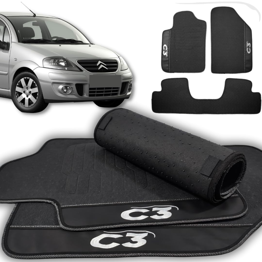 Jogo de Tapetes Automotivos Emborrachados Para C3 2002 2003 2004 2005 2006 2007 2008 2009