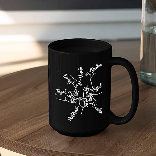Miniatura 4 de Taza de café negra con nombres personalizados de 11 onzas y 15 onzas, taza de té con nombres personalizados, taza de té, regalo para el día del